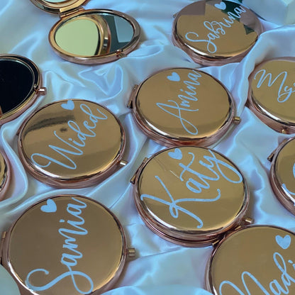 Personalized Compact Makeup Mirror Favor Custom Pocket Mirror With Name Gift for Her Bridesmaid Gifts Wedding Party Guest Gifts